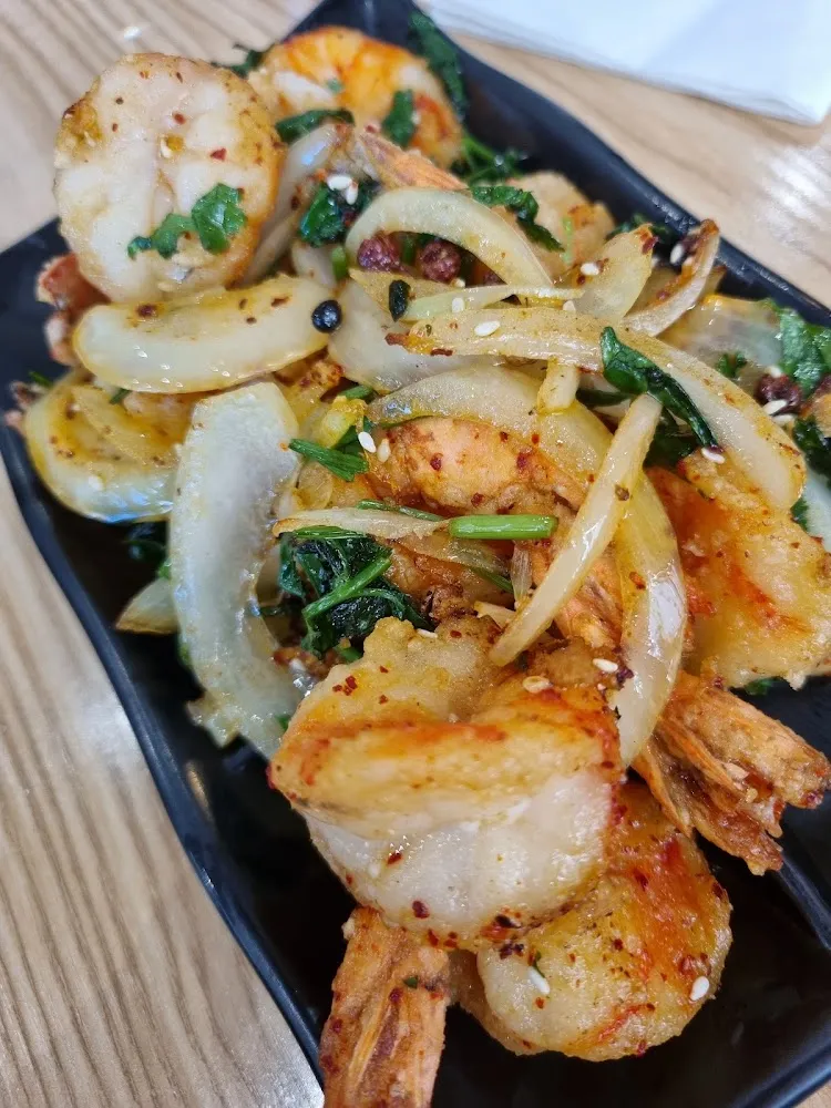 Crevettes Sources Au Poivre Et Sel